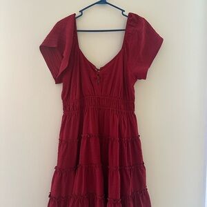 Chic Red Dress with ties in front